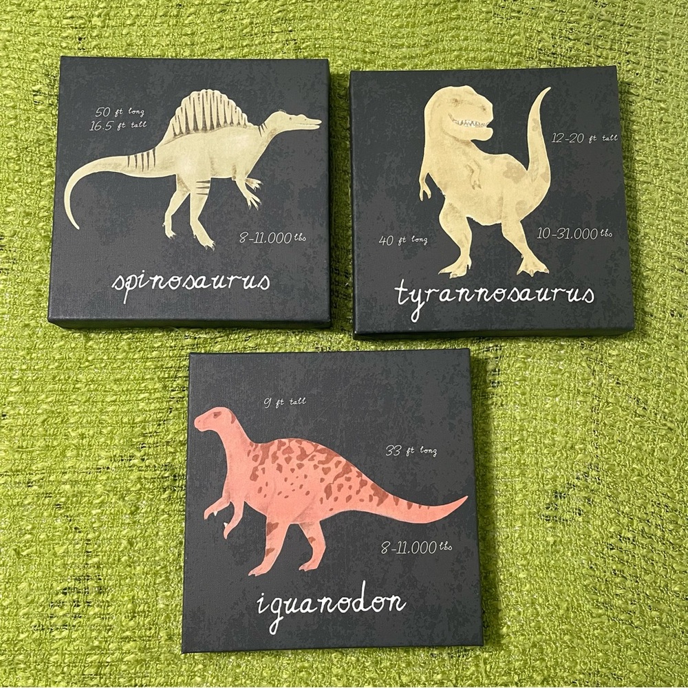 Dinosaur Canvas Wall Art Set (3)